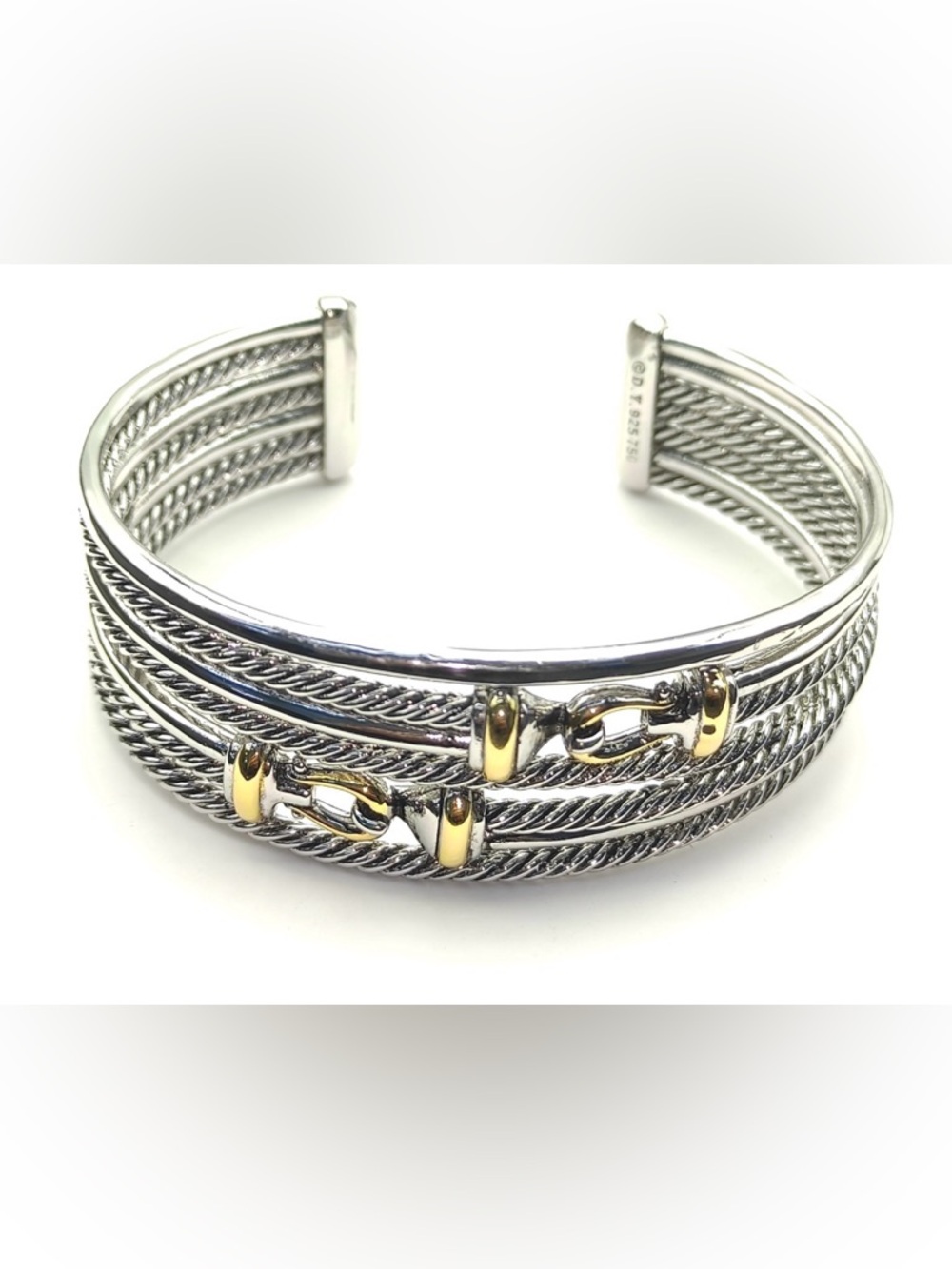 Crossover cable Two-tone Buckle cuff Bracelet
